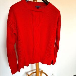 Tommy Hilgiger 100% cotton red cable knit sweater - M